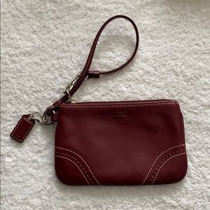 Red Leather Coach Wristlet